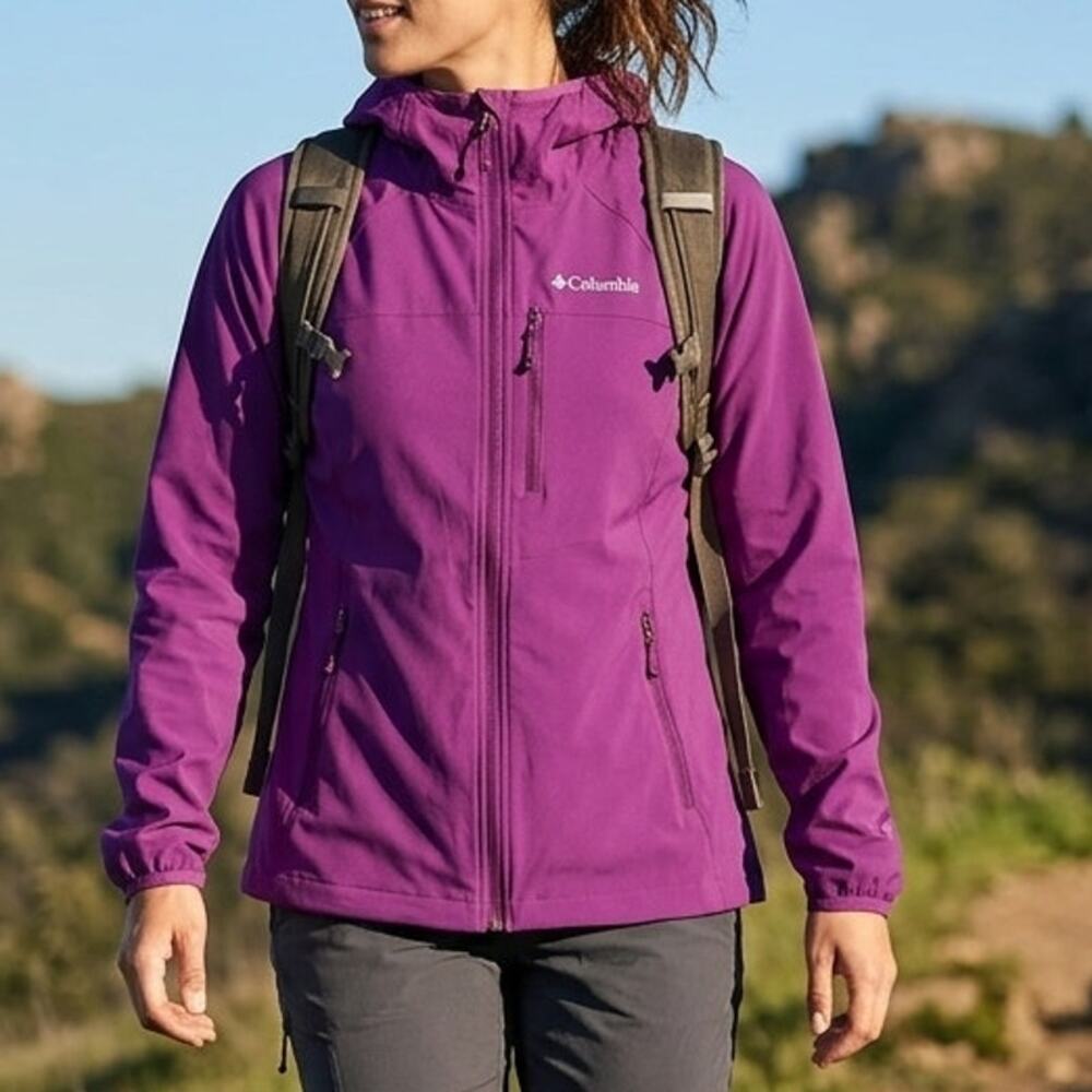 Columbia Women's Hooded Softshell Jacket Magenta Pink Full Zip 1720331 Size XL